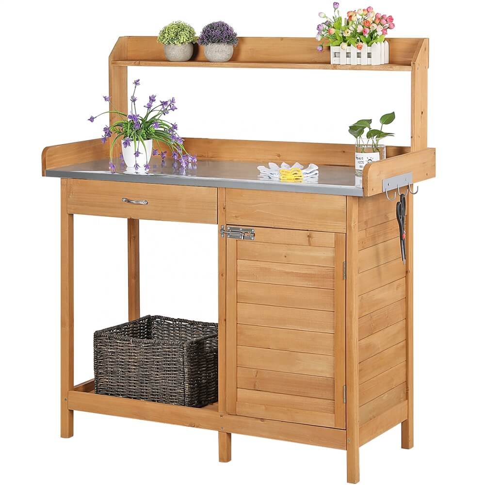 Outdoor Furniture Wood - โต๊ะทำงานไม้เนื้อแข็งสำหรับปลูกต้นไม้กลางแจ้ง ใช้ในบ้านและนอกบ้าน