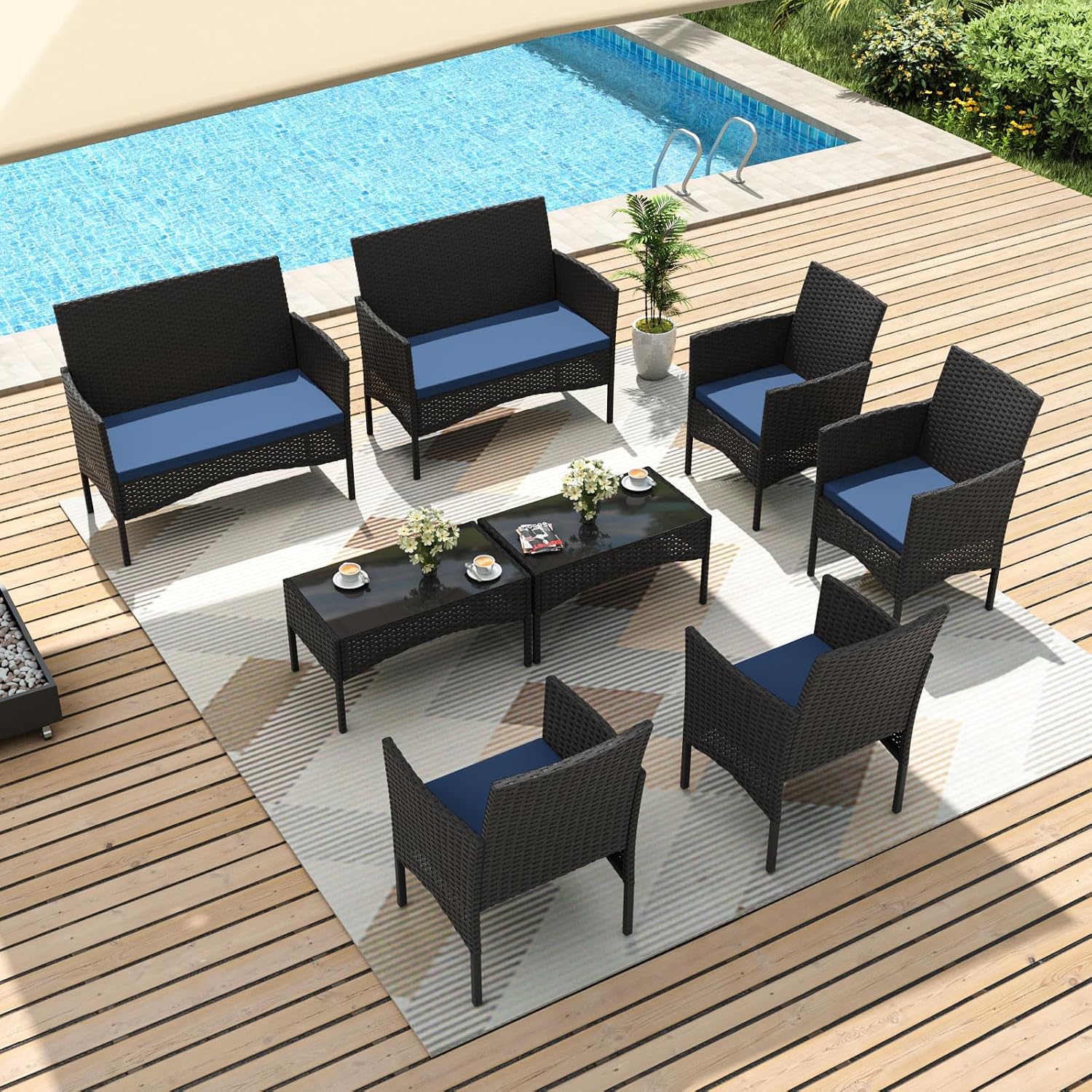 ชุดเฟอร์นิเจอร์ลานบ้าน 8 ชิ้น, - Outdoor Furniture Metal Chairs บทวิจารณ์และราคา