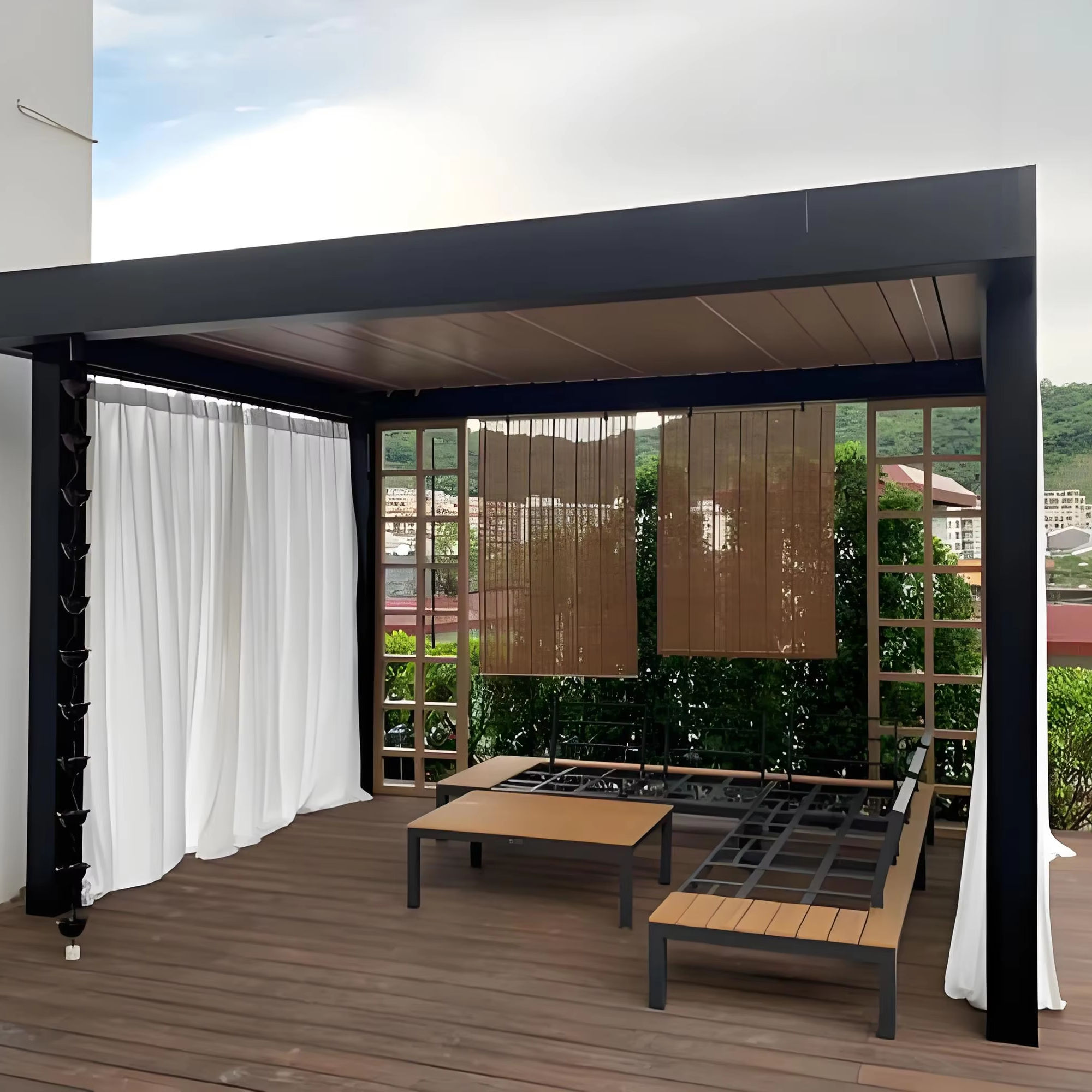 ศาลาทรงสี่เหลี่ยมผืนผ้าอลูมิเน - Outdoor Furniture Metal บทวิจารณ์และราคา