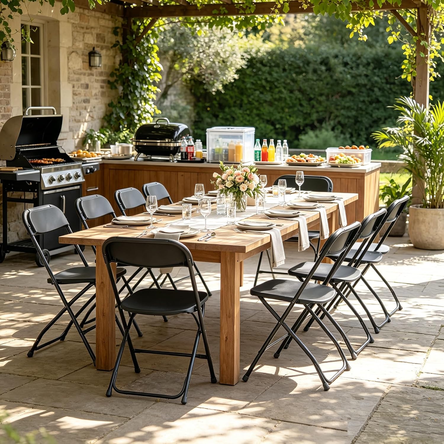 เก้าอี้พับสีดำ โครงโลหะ แข็งแร - Outdoor Furniture Metal Chairs บทวิจารณ์และราคา